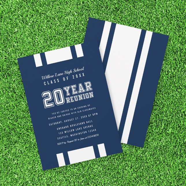 Editable Colour Varsity 20 Year Class Reunion Invitation (Creator Uploaded)