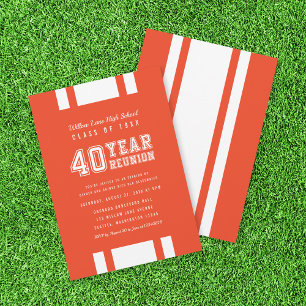 Editable Colour Varsity 40 Year Class Reunion Invitation