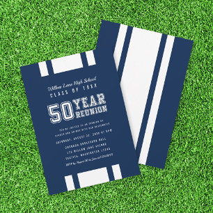 Editable Colour Varsity 50 Year Class Reunion Invitation