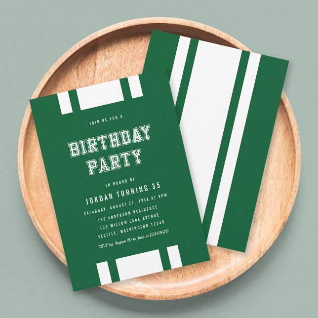 Editable Colour Varsity Any Age Birthday Party Invitation (Creator Uploaded)