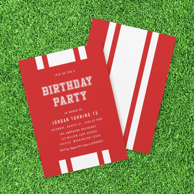 Editable Colour Varsity Any Age Birthday Party Invitation (Creator Uploaded)