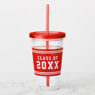 Editable Colour Varsity Graduating Class of Year Acrylic Tumbler
