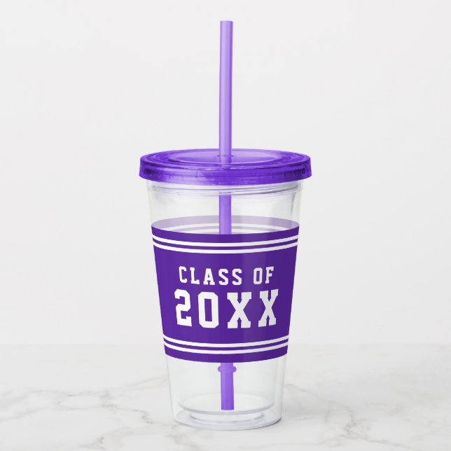 Editable Colour Varsity Graduating Class of Year Acrylic Tumbler (Front)