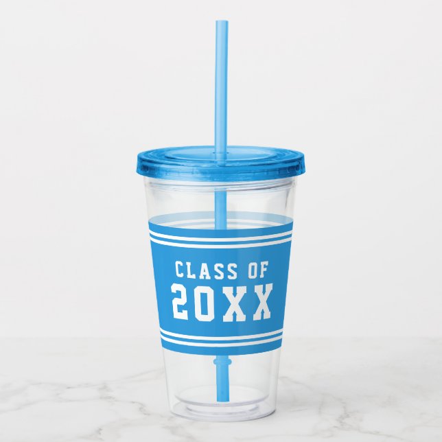 Editable Colour Varsity Graduating Class of Year Acrylic Tumbler (Front)