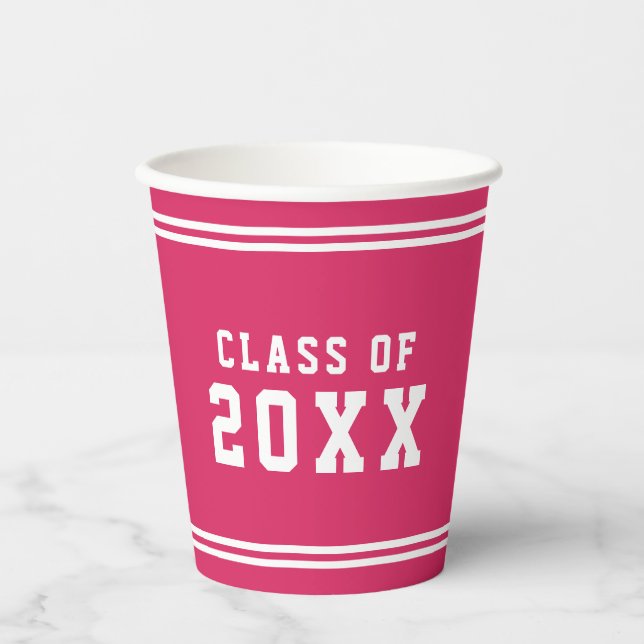 Editable Colour Varsity Graduating Class Year Paper Cups (Front)