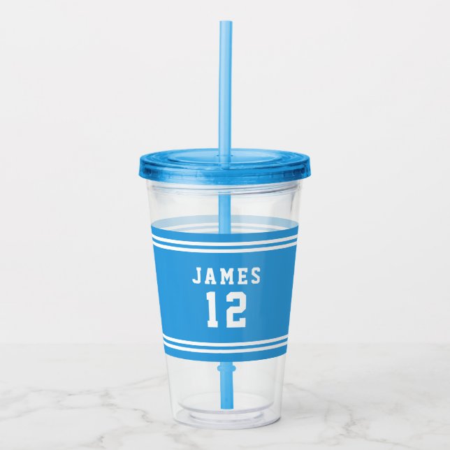 Editable Colour Varsity Name Number Acrylic Tumbler (Front)