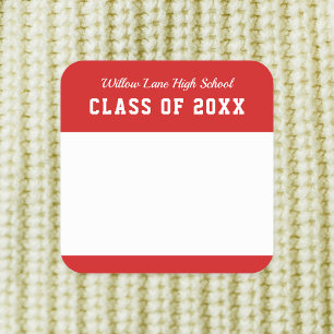 Editable Colour Varsity Style Class Reunion Name Square Sticker
