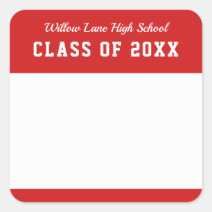 Editable Colour Varsity Style Class Reunion Name Square Sticker