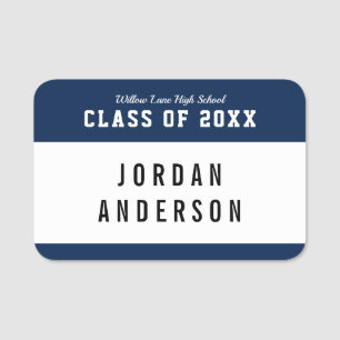 Editable Colour Varsity Style Class Reunion Name Tag