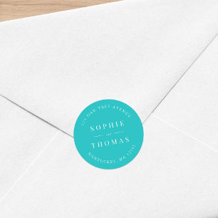 Editable Colour Wedding Return Address Modern Classic Round Sticker