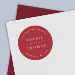 Editable Colour Wedding Return Address Modern Classic Round Sticker<br><div class="desc">Editable Colour Wedding Return Address Modern Classic Round Sticker with text in white against an editable background colour; to change it from black to a colour of your choice, click the customise button. Personalise it by replacing the placeholder text. For more options such as to change the font, it's size...</div>