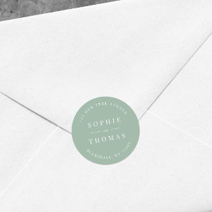 Editable Colour Wedding Return Address Modern Classic Round Sticker