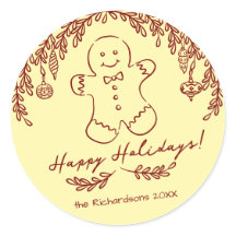 Editable Colour Whimsical Gingerbread Cookie Doodl