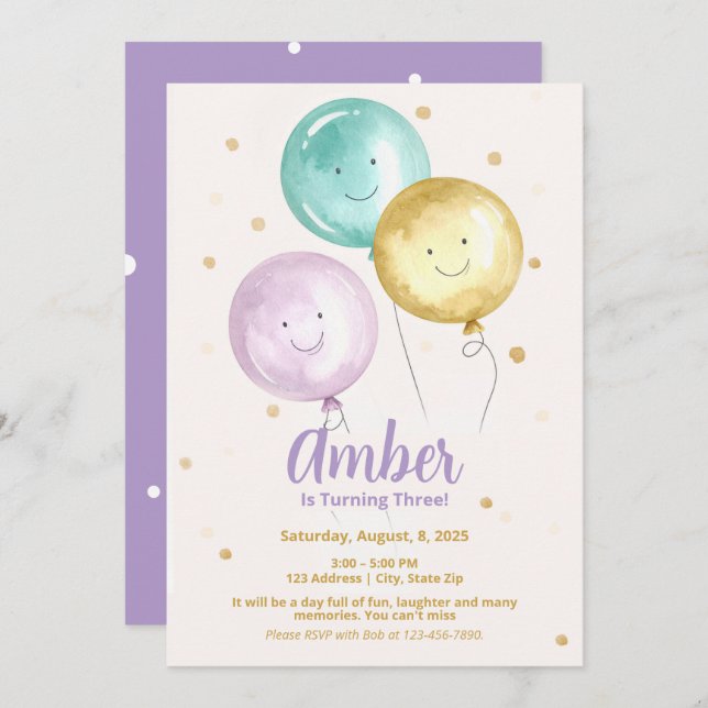Editable Colourful Balloon Arch Invitations (Front/Back)