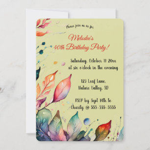 Editable Colourful Leaves Invitation