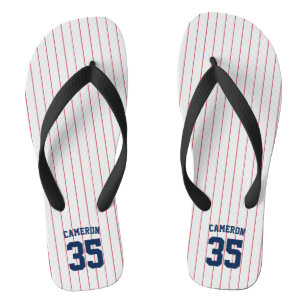 Editable Colours Baseball Jersey Stripes Name Jandals