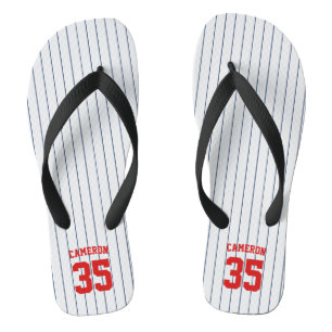 Editable Colours Baseball Jersey Stripes Name Jandals