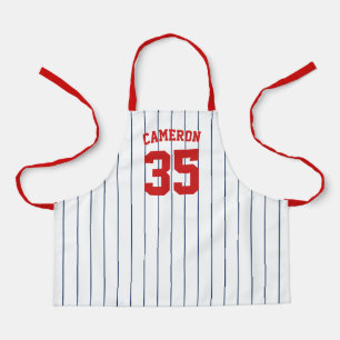 Editable Colours Baseball Jersey Stripes Name Kids Apron