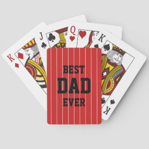 Editable Colours Baseball Stripes Best Dad Ever Playing Cards