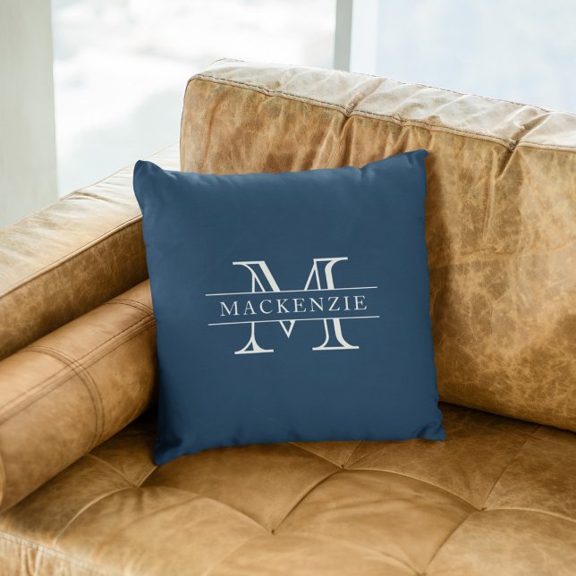 Editable Colours Classic Border Name Monogram Cushion (Creator Uploaded)