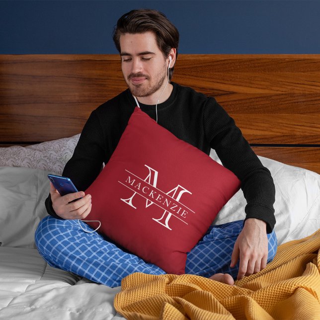 Editable Colours Classic Border Name Monogram Cushion (Creator Uploaded)