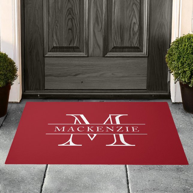Editable Colours Classic Border Name Monogram Doormat (Creator Uploaded)