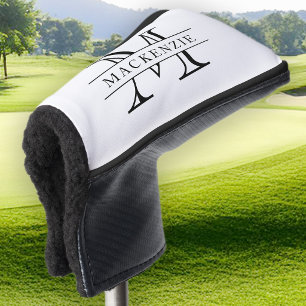 Editable Colours Classic Border Name Monogram Golf Head Cover