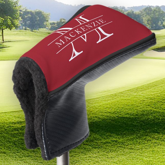 Editable Colours Classic Border Name Monogram Golf Head Cover (Creator Uploaded)