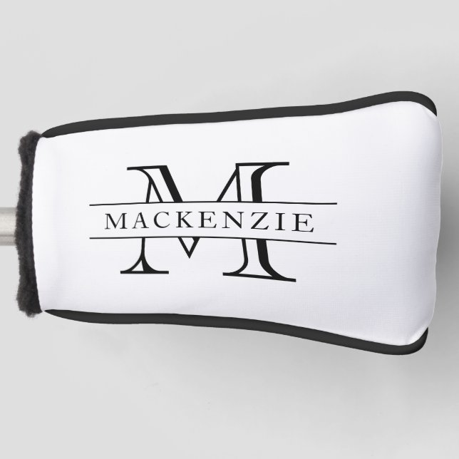 Editable Colours Classic Border Name Monogram Golf Head Cover (Front)