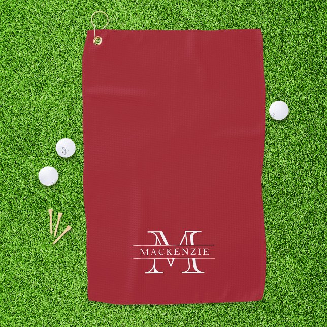 Editable Colours Classic Border Name Monogram Golf Towel (Creator Uploaded)