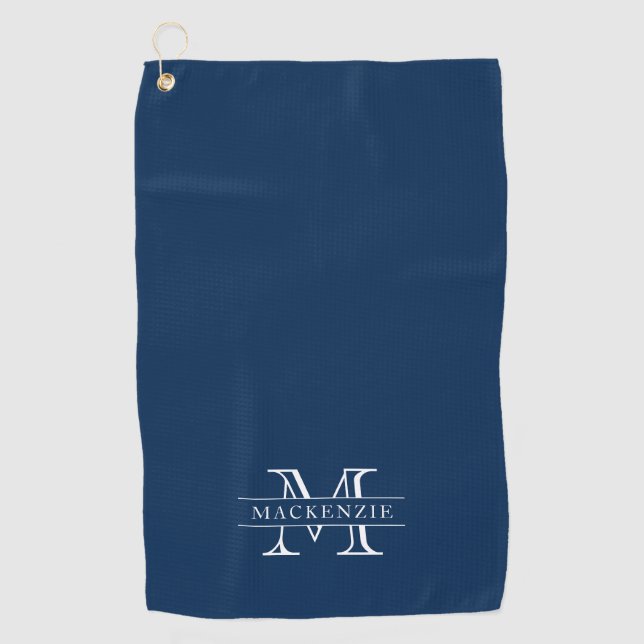 Editable Colours Classic Border Name Monogram Golf Towel (Front)