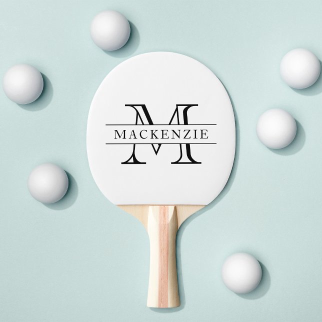 Editable Colours Classic Border Name Monogram Ping Pong Paddle (Creator Uploaded)