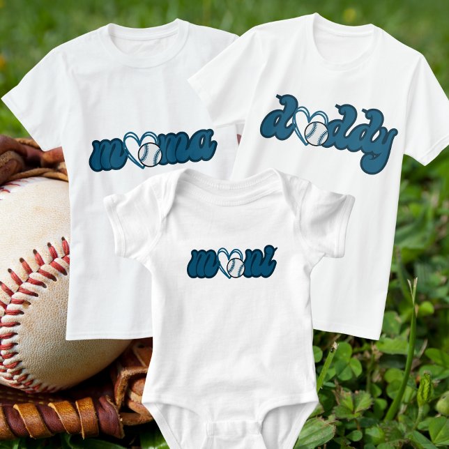 Editable Colours Mini Love Baseball Matching Mama Baby Bodysuit (Creator Uploaded)