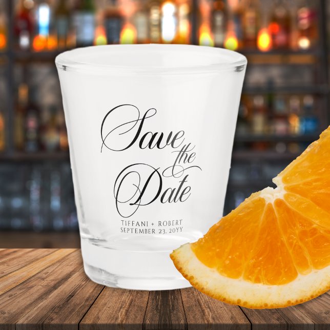 Editable Colours Modern Minimalist Save the Date   Shot Glass (Creator Uploaded)