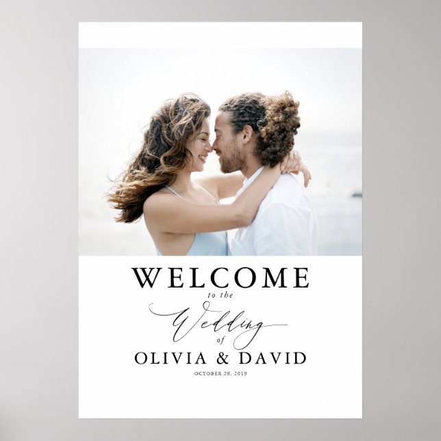 Editable Colours Modern Wedding Welcome Photo Sign (Front)