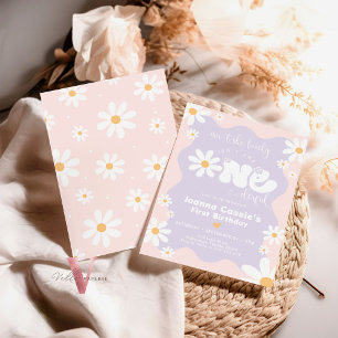 Editable Colours ONEderful Daisy Summer Birthday Invitation