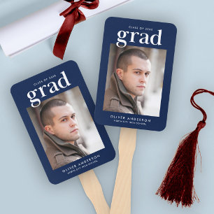 Editable Colours Serif Photo Graduation Hand Fan