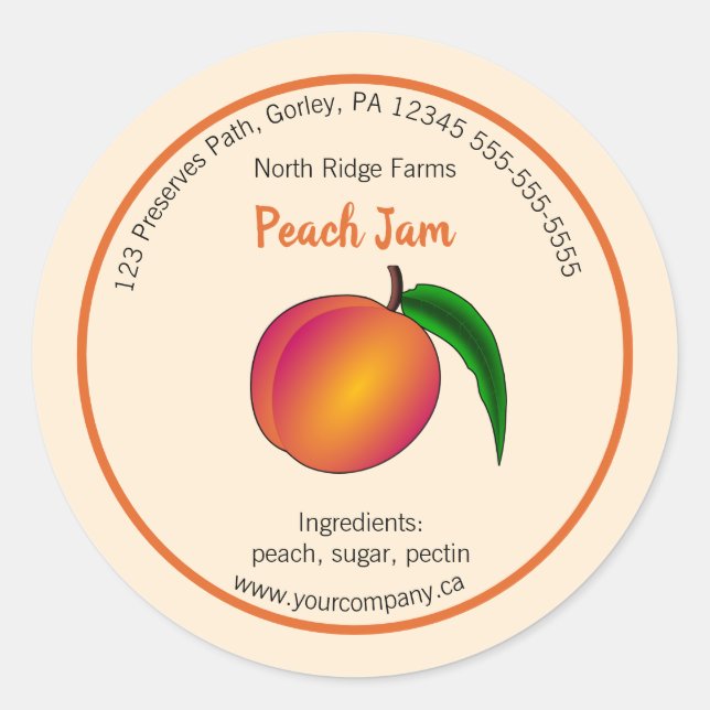 Editable Company Peach Jam Label (Front)
