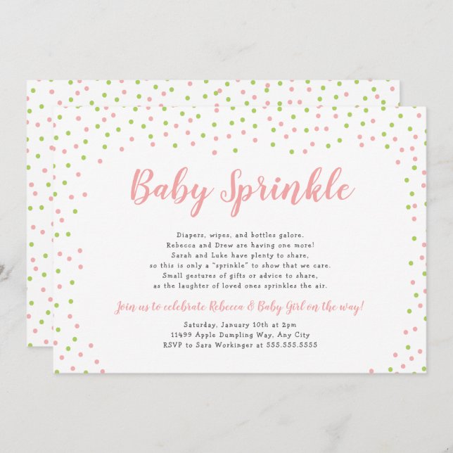 Editable Confetti Colour Baby Sprinkle Invitation (Front/Back)