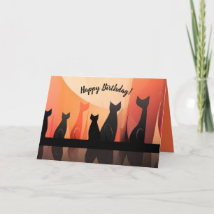Editable Cool Cats Happy Birthday Card
