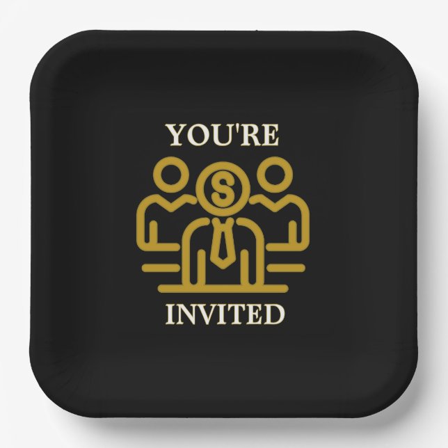 Editable Corporate Event Invite Paper Plates  (Front)