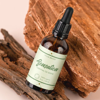 Editable Cosmetic Dropper Bottle Label Retro Green