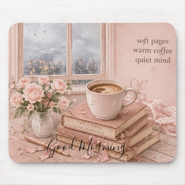 Editable Cosy Book Lover Desk Mat Mouse Pad (Front)