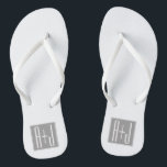 Editable Couples Initials | White & Grey Jandals<br><div class="desc">Customizable couples initials or any other text.</div>