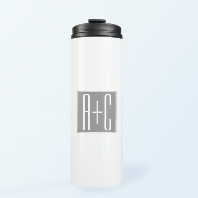 Editable Couples Initials | White & Grey Thermal Tumbler (Creator Uploaded)