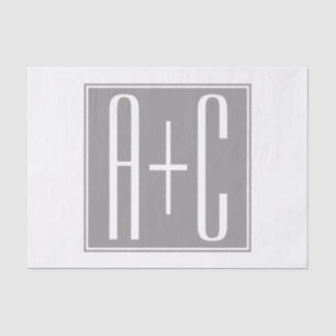 Editable Couples Initials   White & Grey Tissue Paper