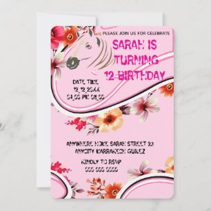 Editable Cowgirl Birthday Invitation Template, Gir