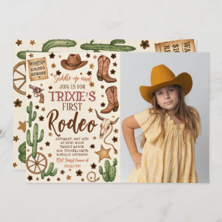 Editable Cowgirl Birthday Party Photo Invitation