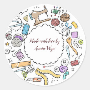 Editable Craft Supplies Made With Love Classic Round Sticker