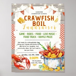 Editable crawfish boil fundraiser flyer poster